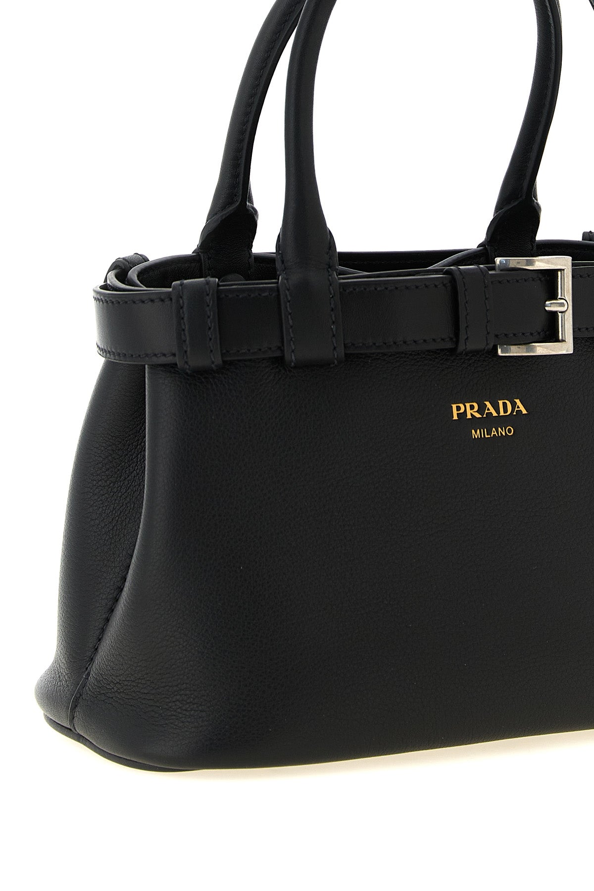 the prada handbag in soft fine-grained calf leather stands out for its structure