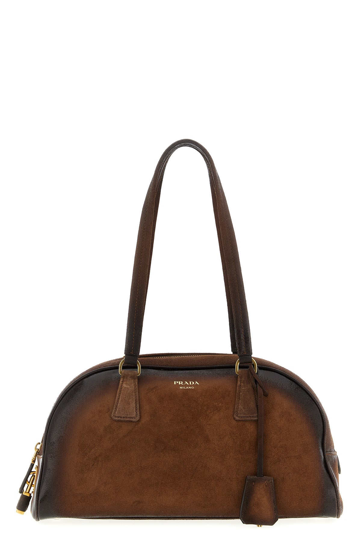 medium prada bowling suede top case handcrafted for a lived-in effect