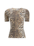 GANNI L leopard rib t-shirt 