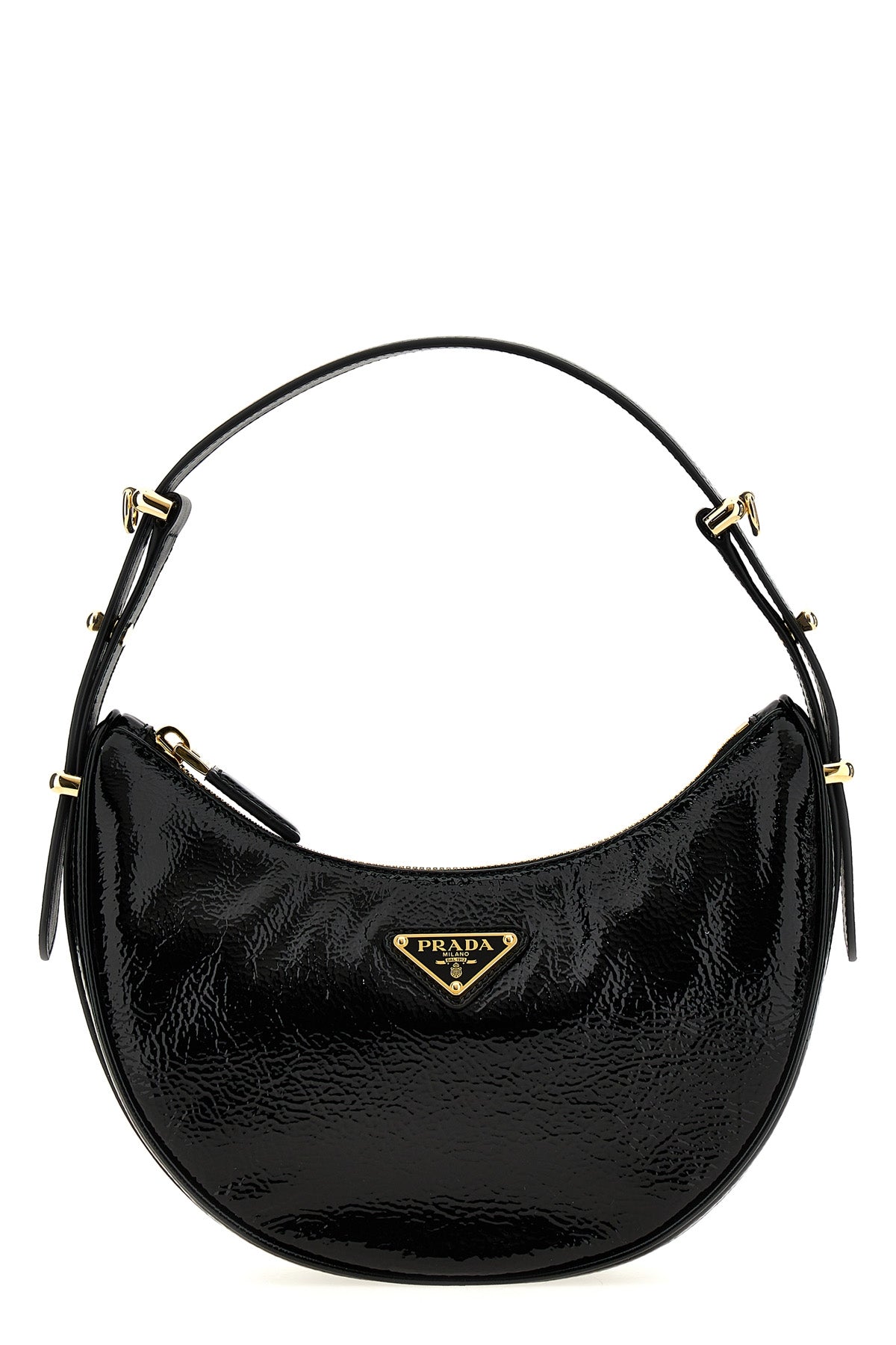 prada arqué naplak patent leather shoulder bag