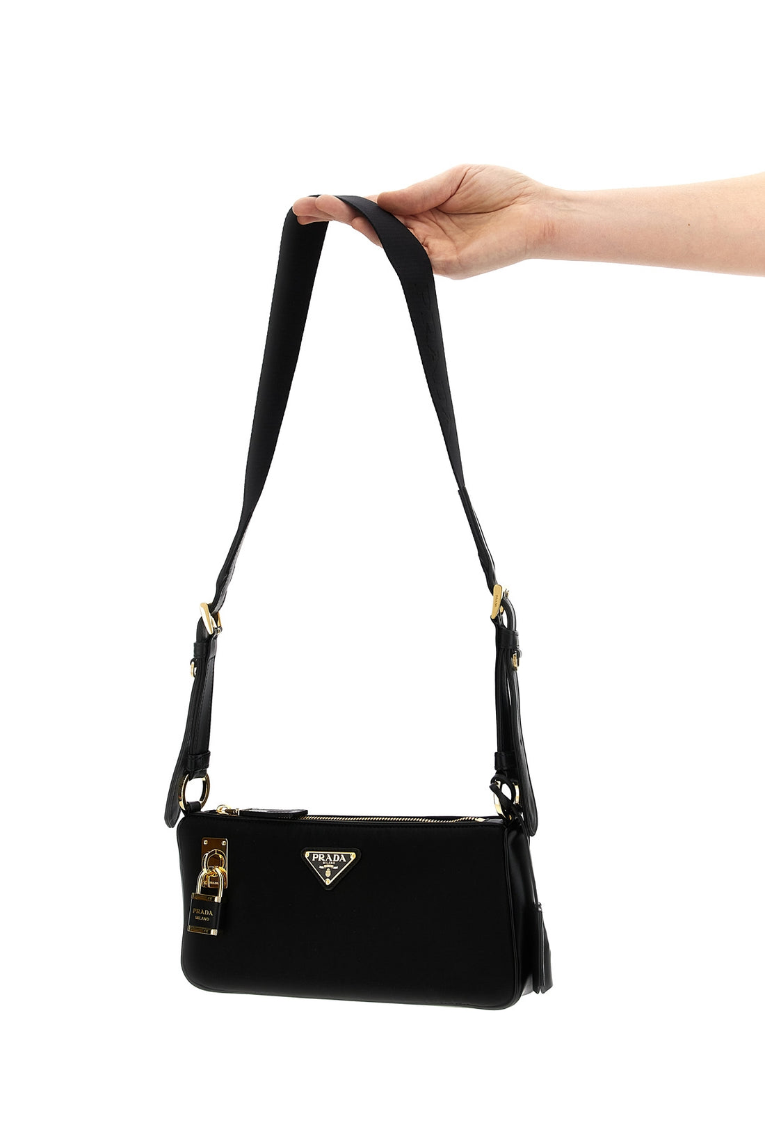 PRADA OS small shoulder bag in re-nylon and smooth leather