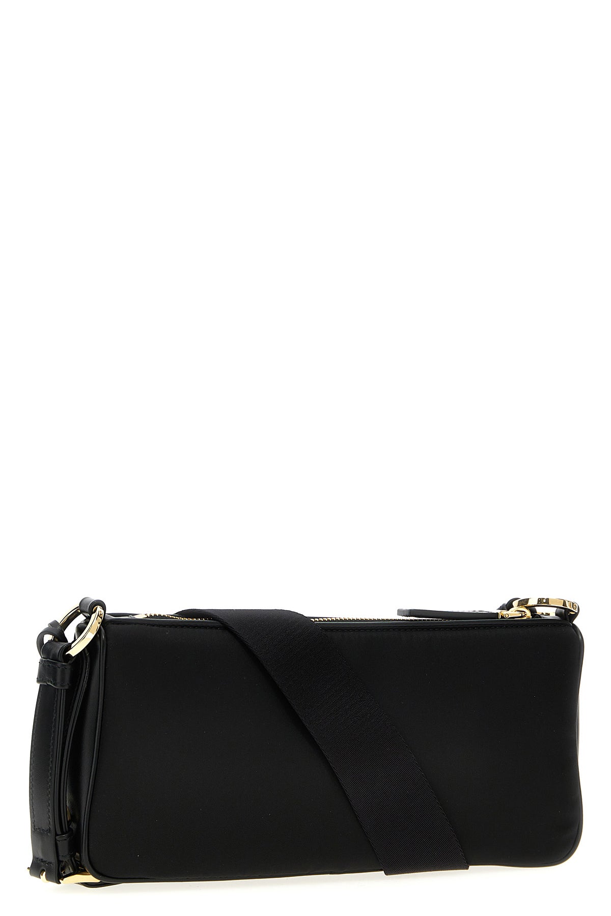 small shoulder bag in re-nylon and smooth leather