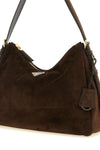 the medium prada aimée shoulder bag in fine brown suede defines a soft and cap