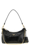 the prada prada re-edition shoulder bag is made of black calf leather