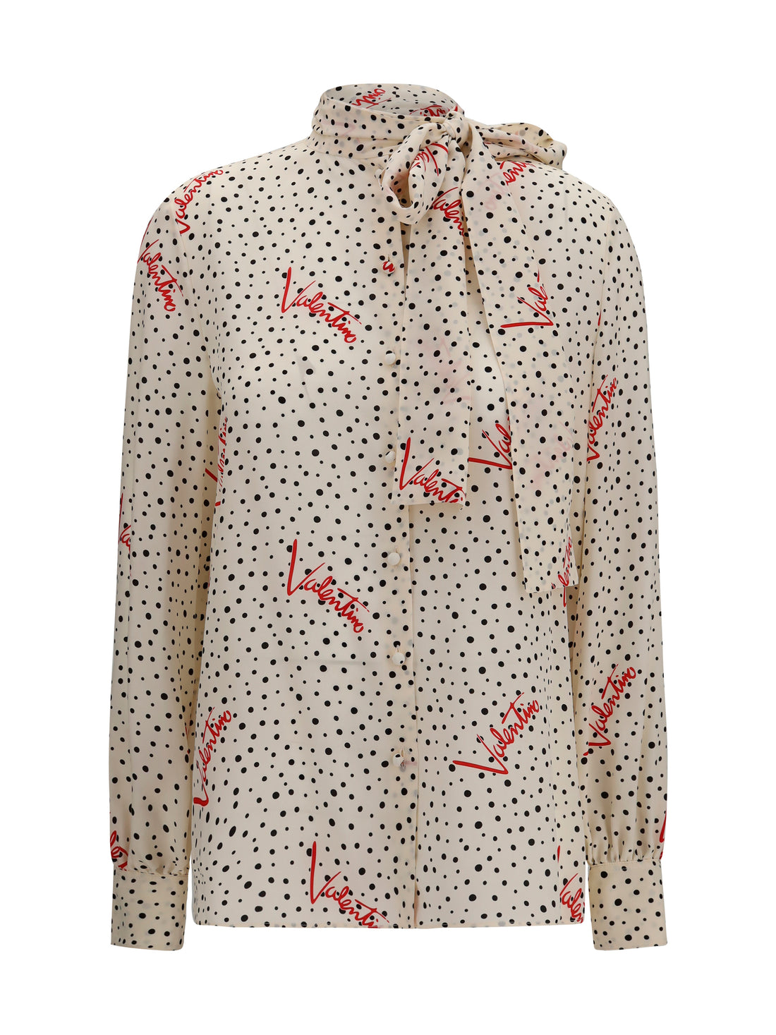VALENTINO 44 crepe de chine bow-neck shirt