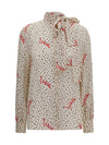 crepe de chine bow-neck shirt