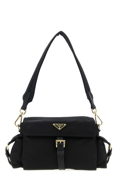 prada explore shoulder bag in re-nylon and smooth leather