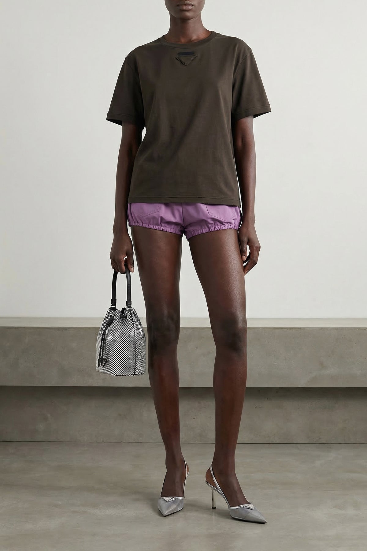 crystal satin bucket bag