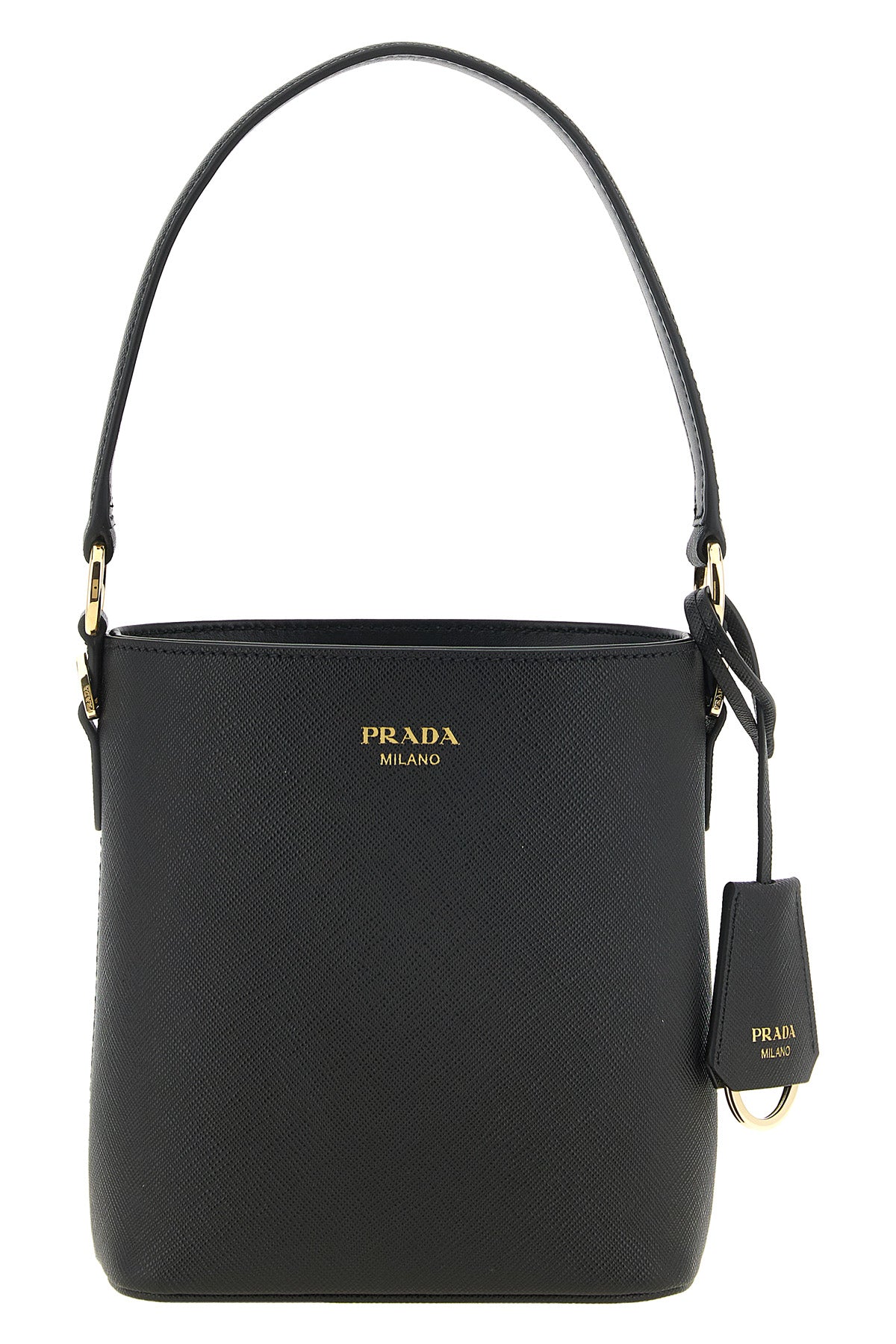 the prada mini handbag in fine saffiano leather defines a rigorous aesthetic thr