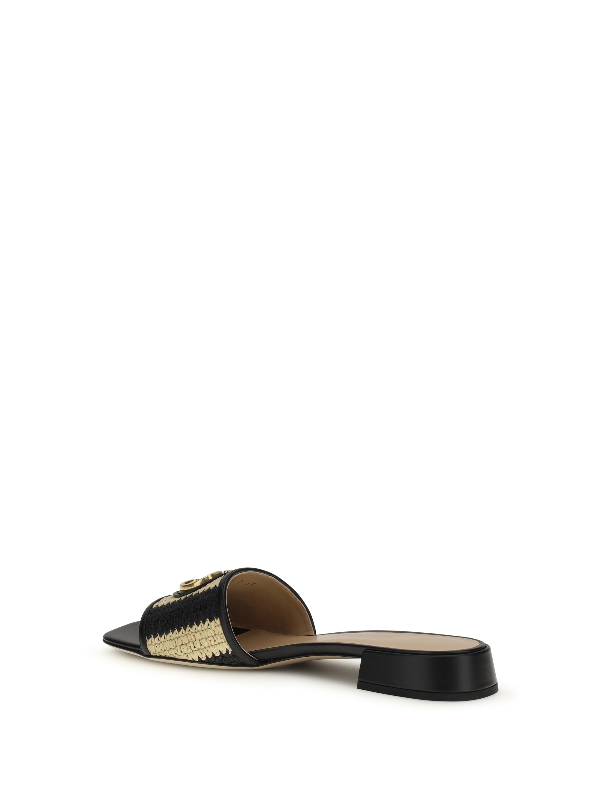 VALENTINO GARAVANI 36 vlogo signature raffia slide sandals 