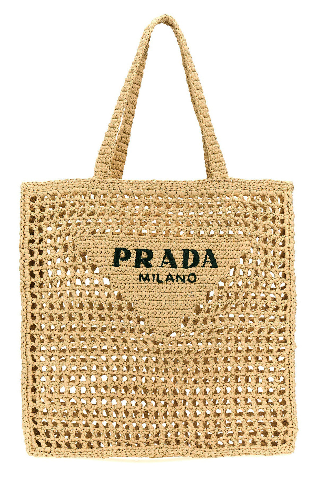 PRADA OS shopping bag in raffia-effect woven fabric