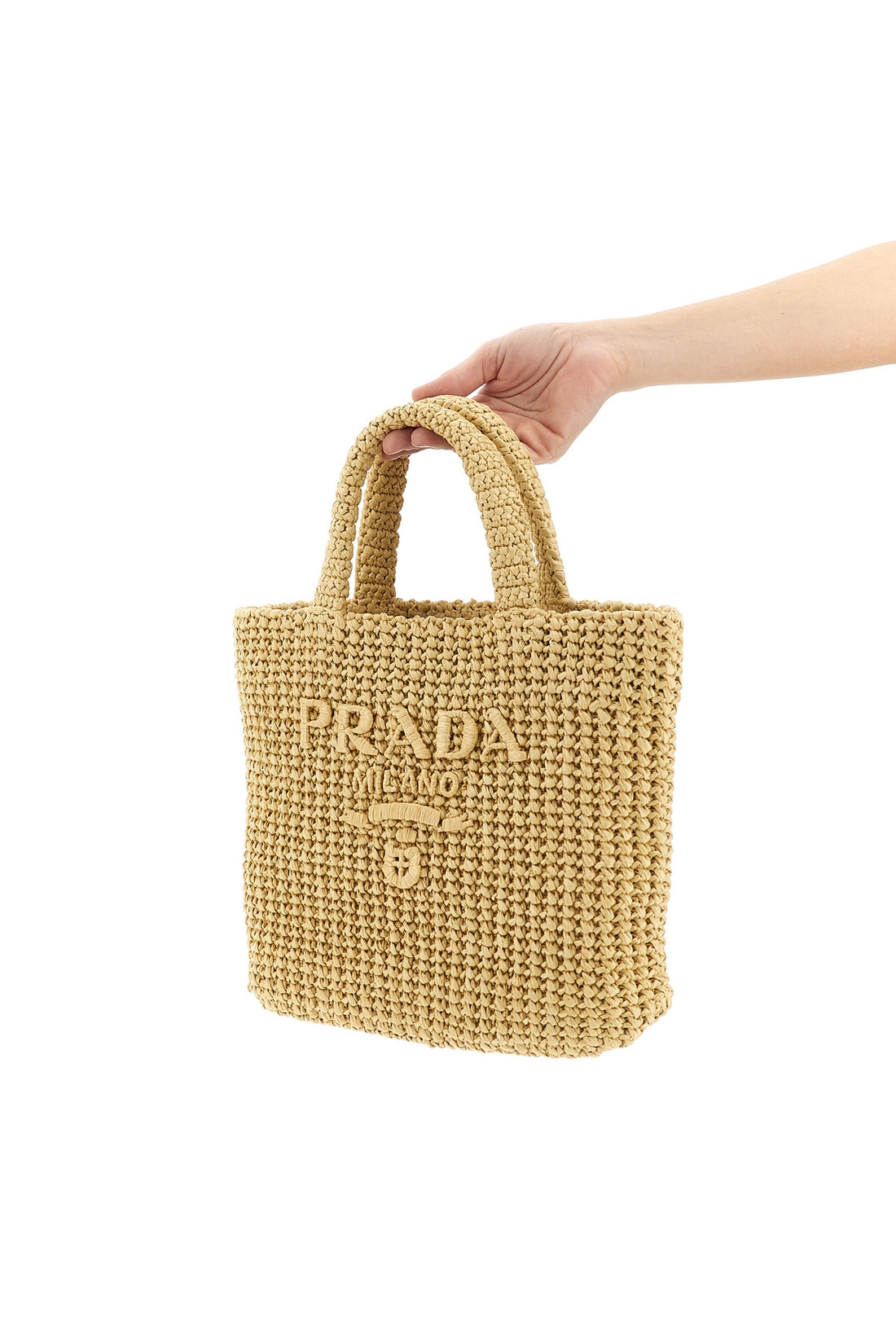 PRADA OS braided raffia handbag