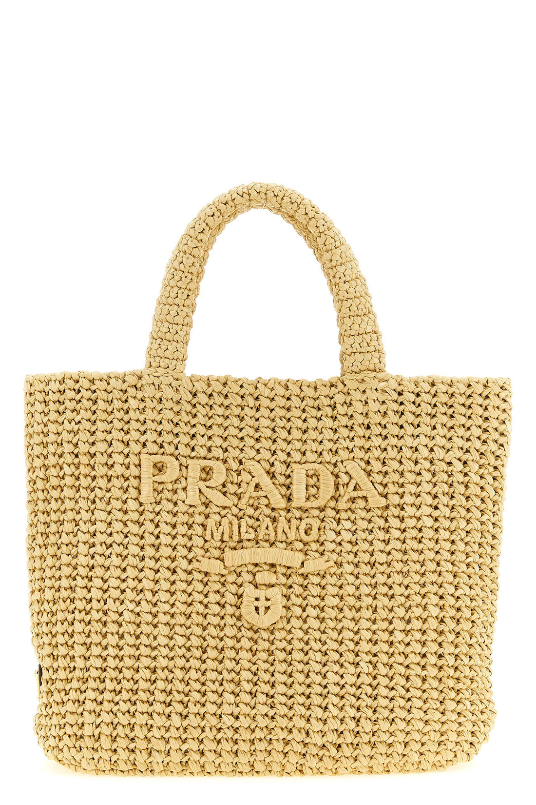 PRADA OS braided raffia handbag