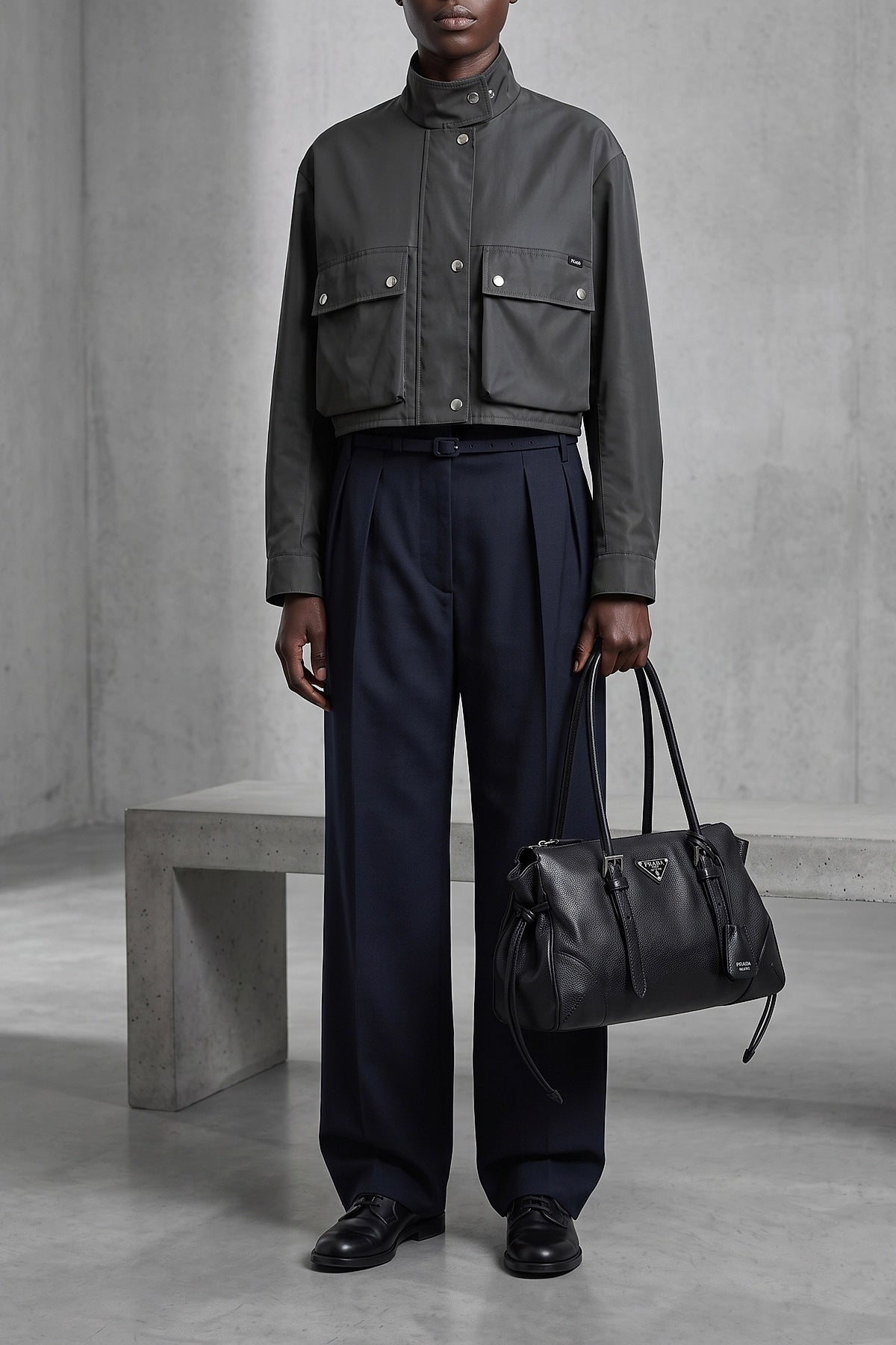 the medium prada bonnie shopping bag in fine calf leather features a sophistic