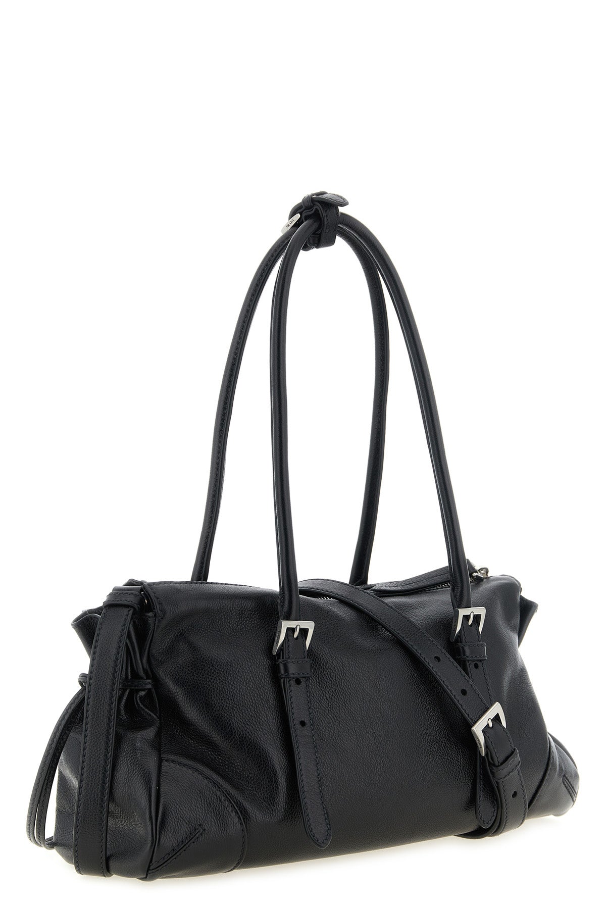 the medium prada bonnie shopping bag in fine calf leather features a sophistic