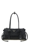 the medium prada bonnie shopping bag in fine calf leather features a sophistic