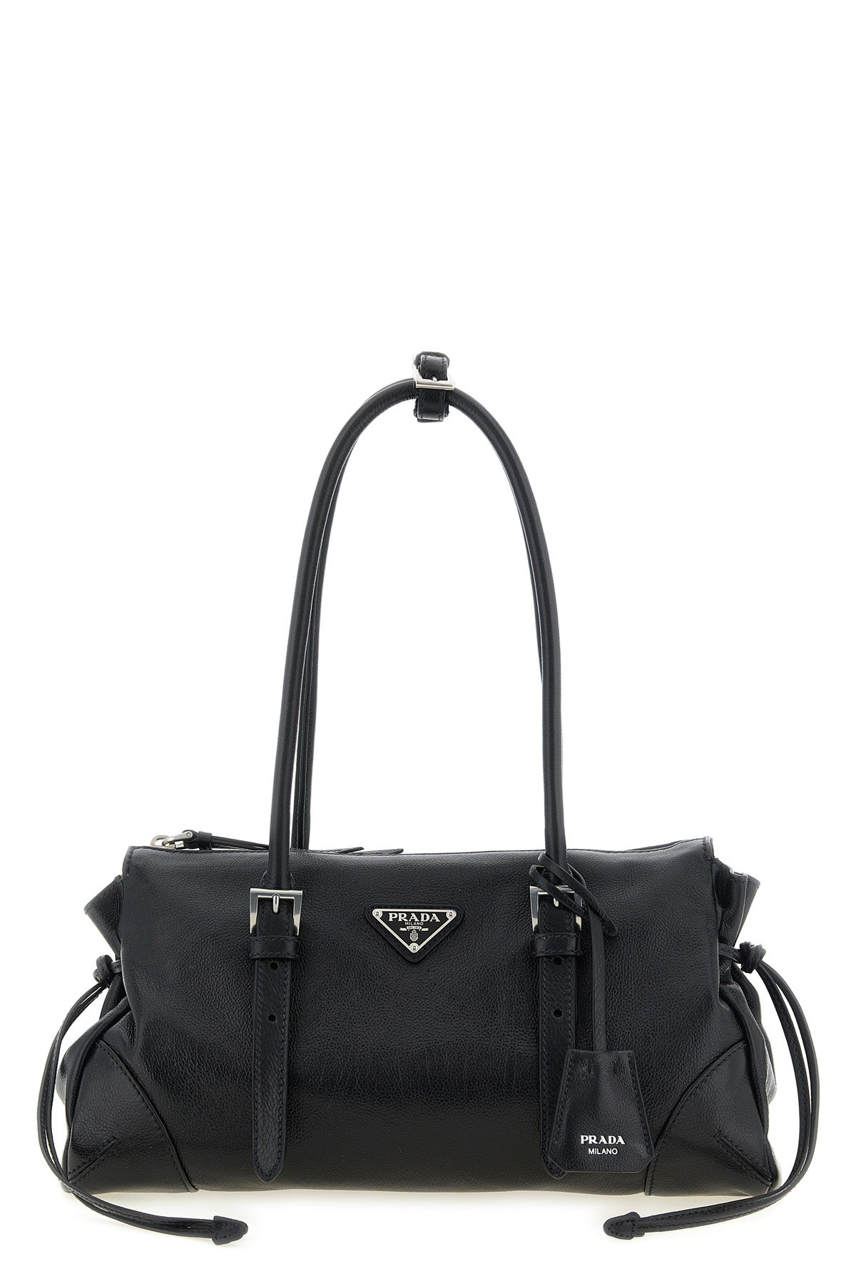 the medium prada bonnie shopping bag in fine calf leather features a sophistic