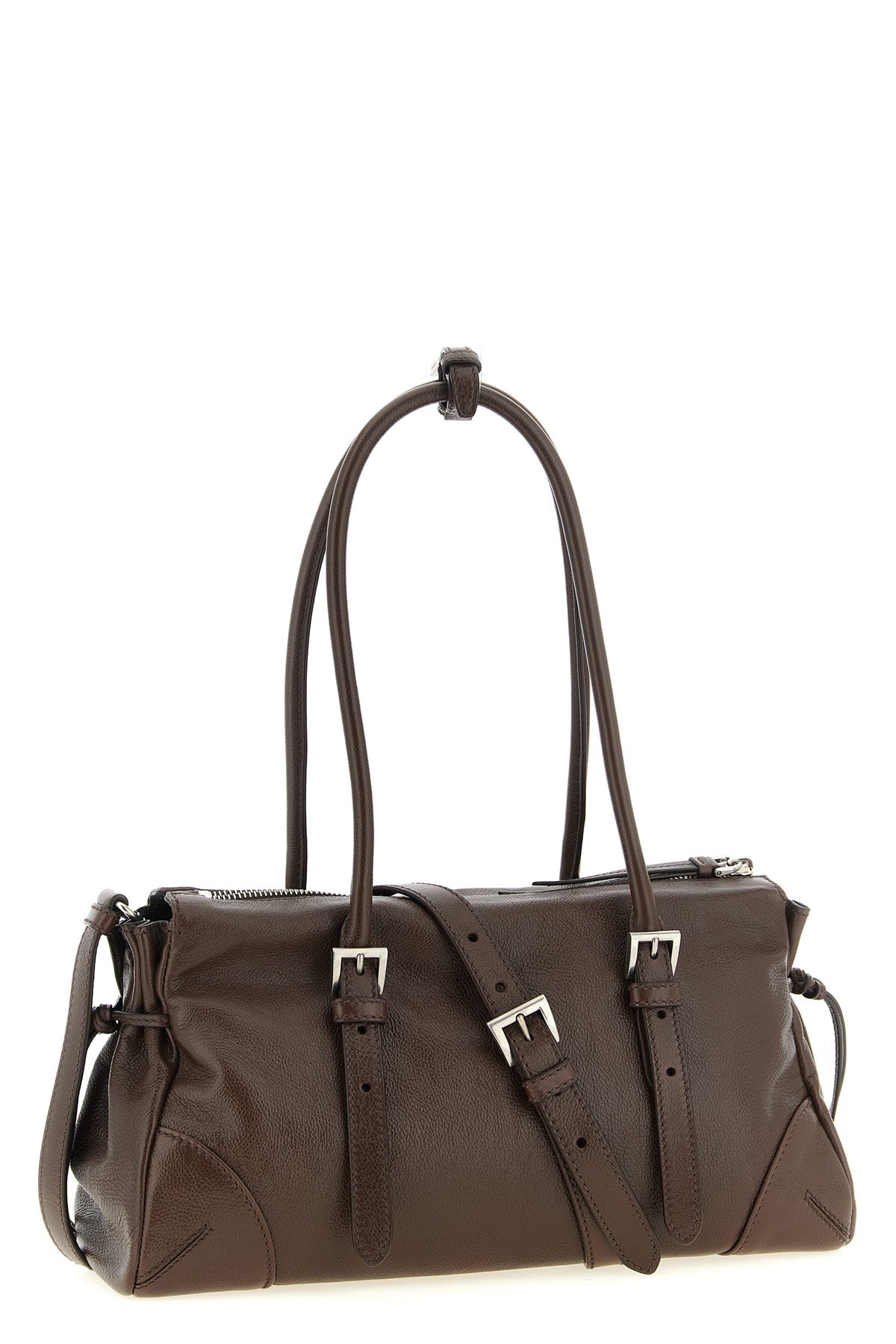 the prada bonnie brown calf leather shoulder bag is distinguished by a geometric