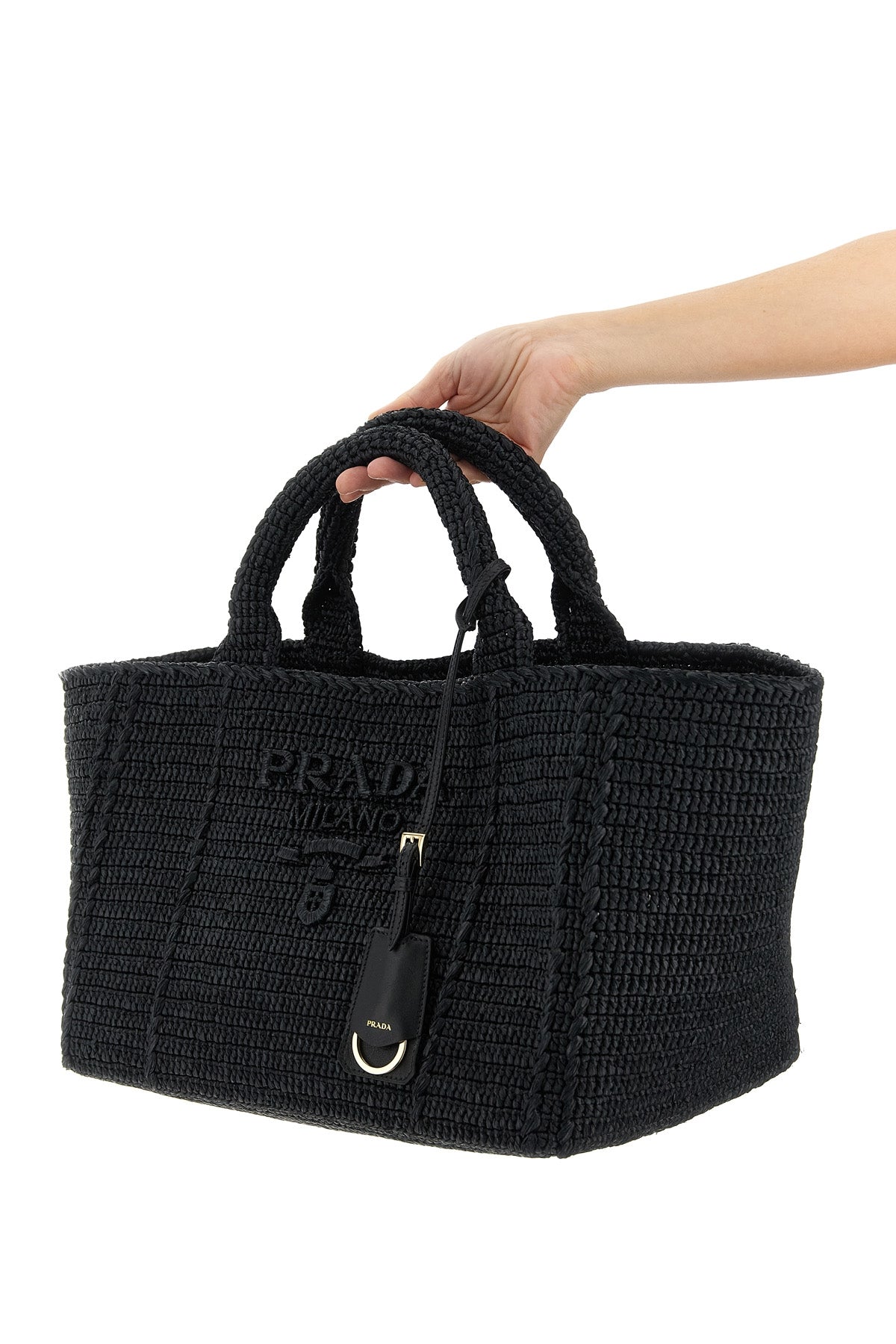 crochet raffia-effect fabric shopping bag