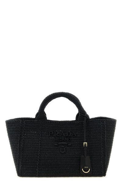 crochet raffia-effect fabric shopping bag