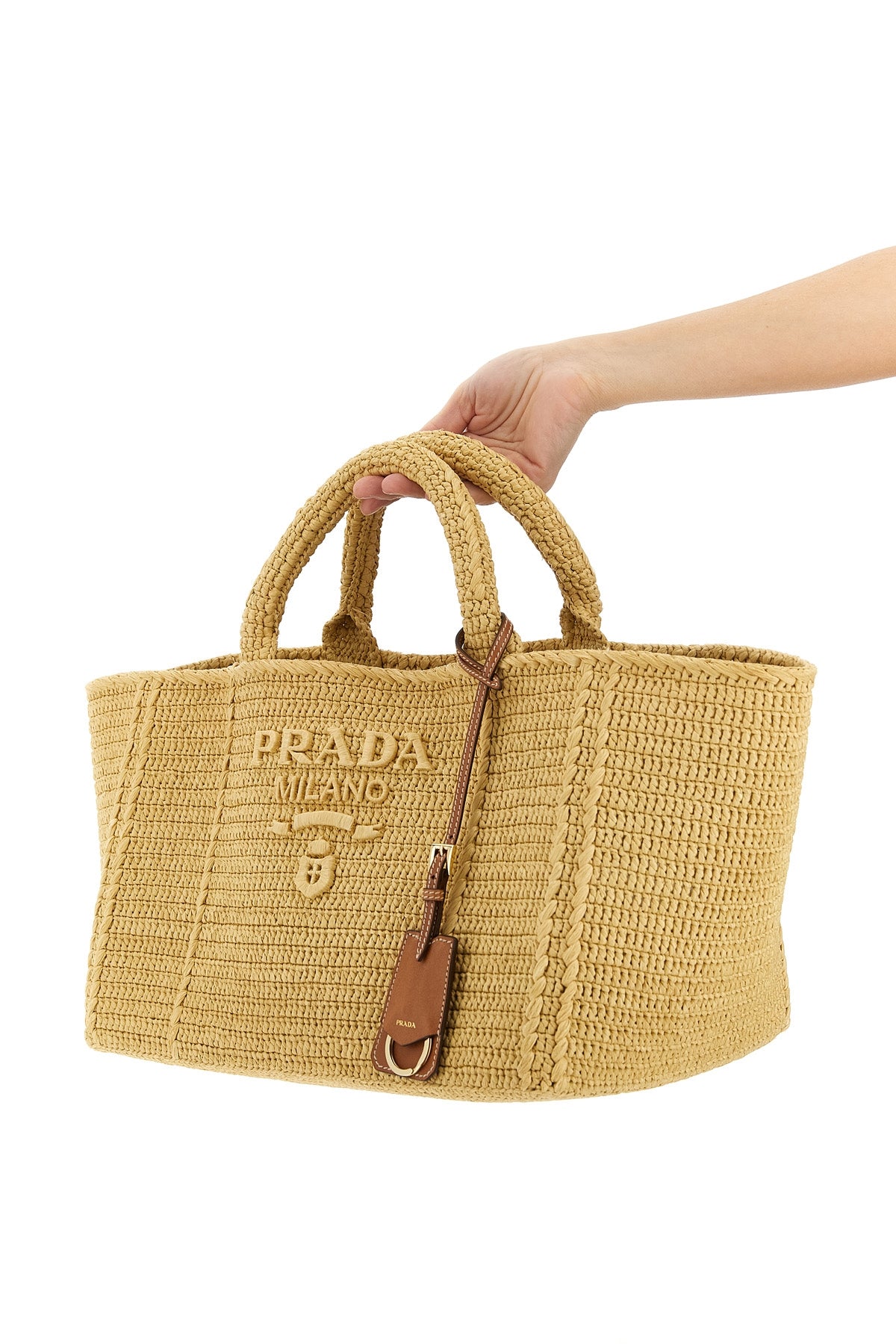 crochet raffia-effect fabric shopping bag