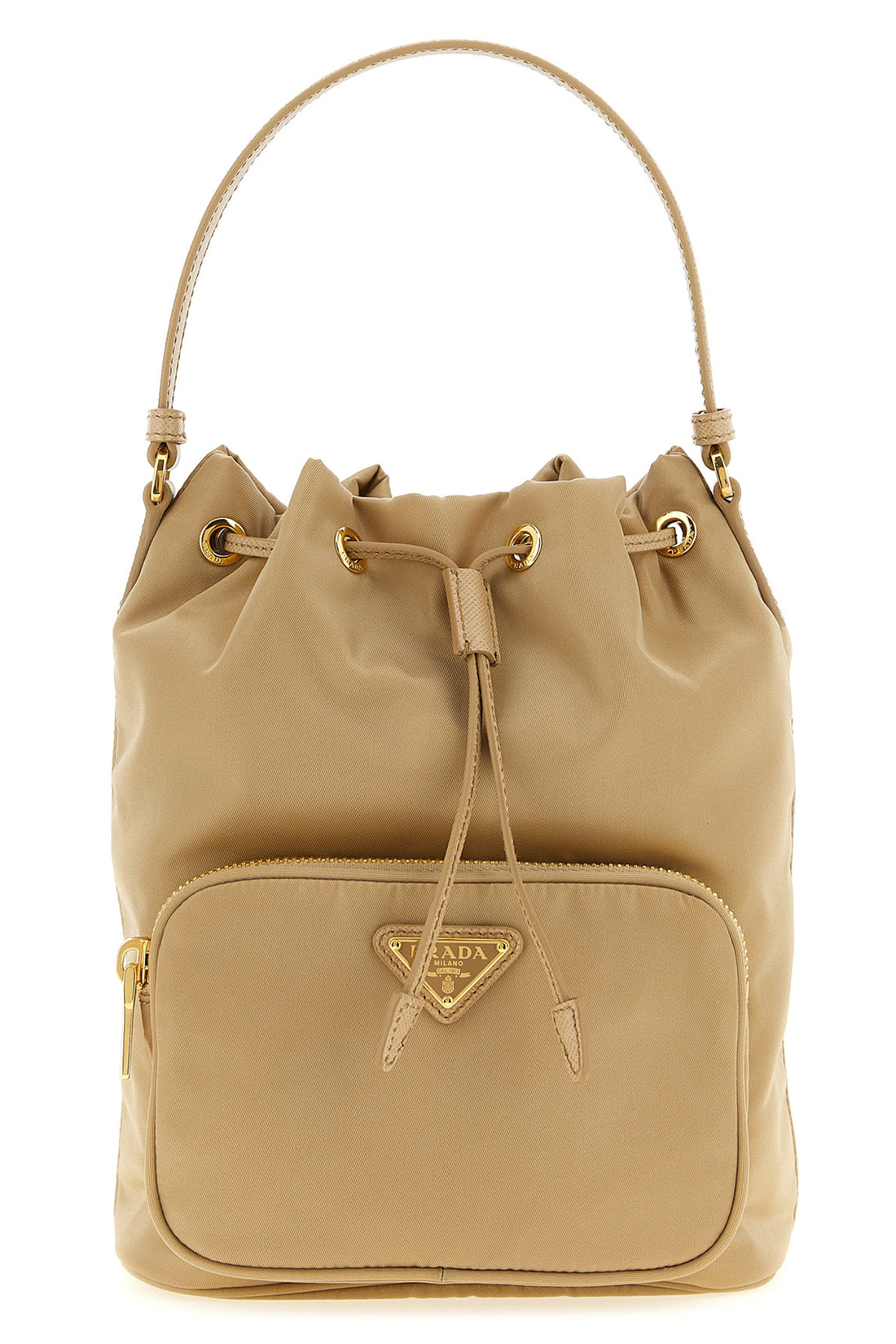 PRADA OS prada duet re-nylon and saffiano leather tone-on-tone bucket bag