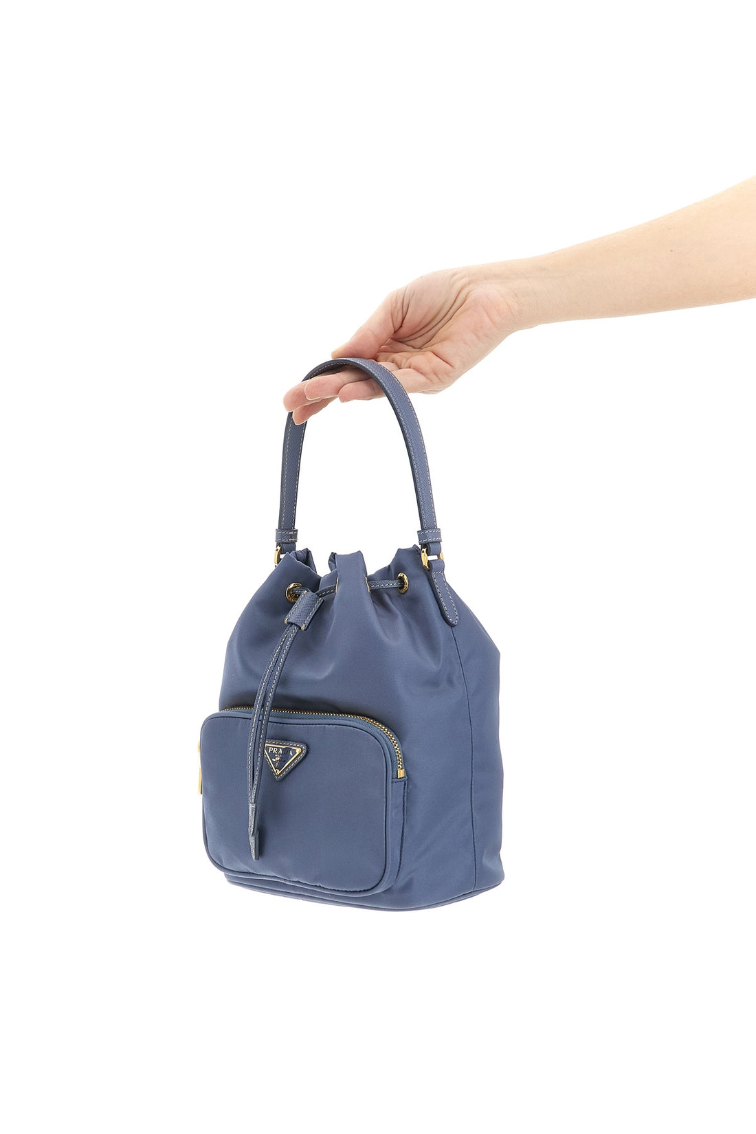 PRADA OS prada duet re-nylon and saffiano leather tone-on-tone bucket bag