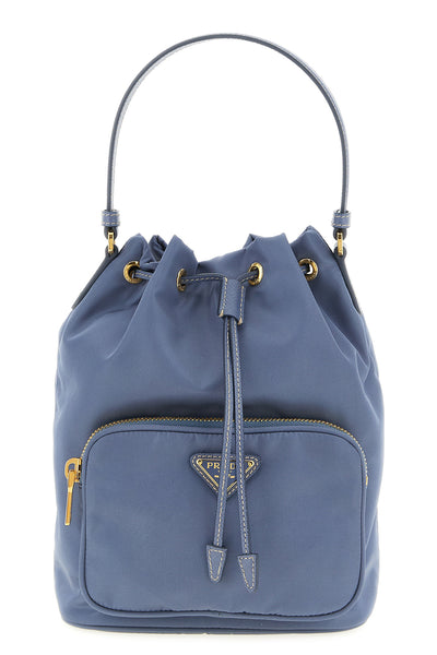 prada duet re-nylon and saffiano leather tone-on-tone bucket bag