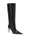 slip-on leather boots with horsebit