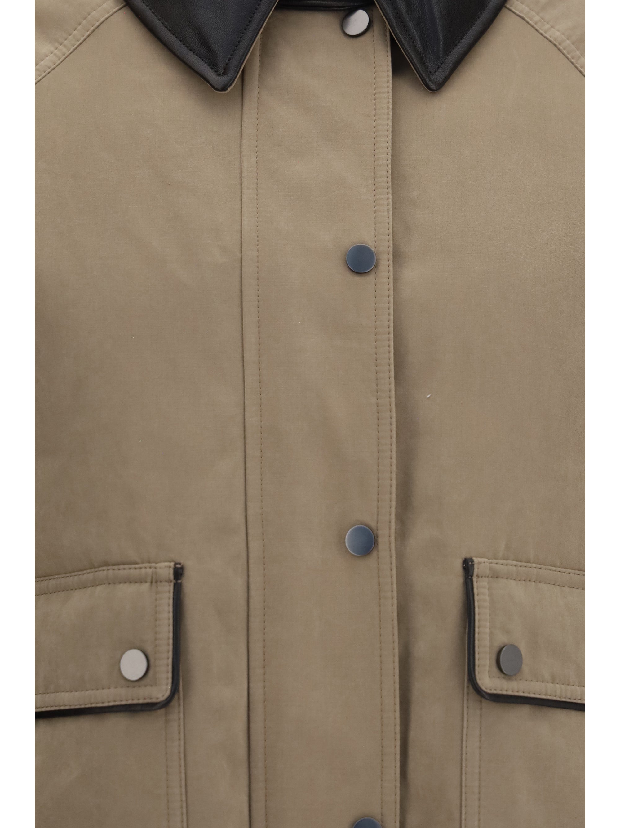 padded down jacket with leather collar