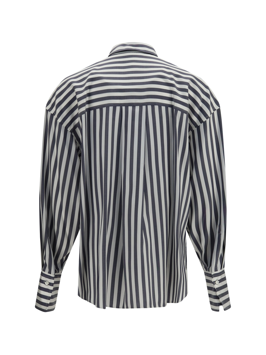 BRUNELLO CUCINELLI M silk poplin striped shirt
