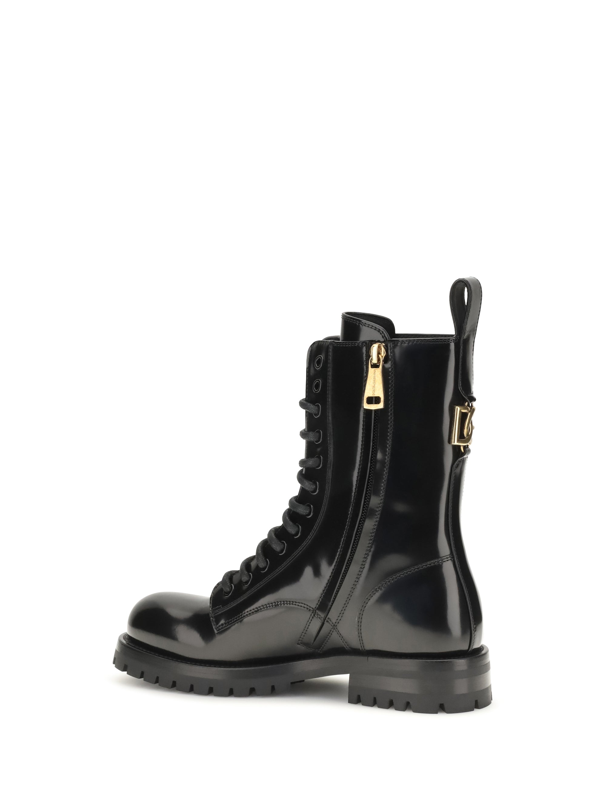 leather lace-up booties