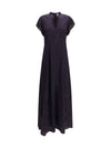 crêpe de chine dress with iris velvet embroidery