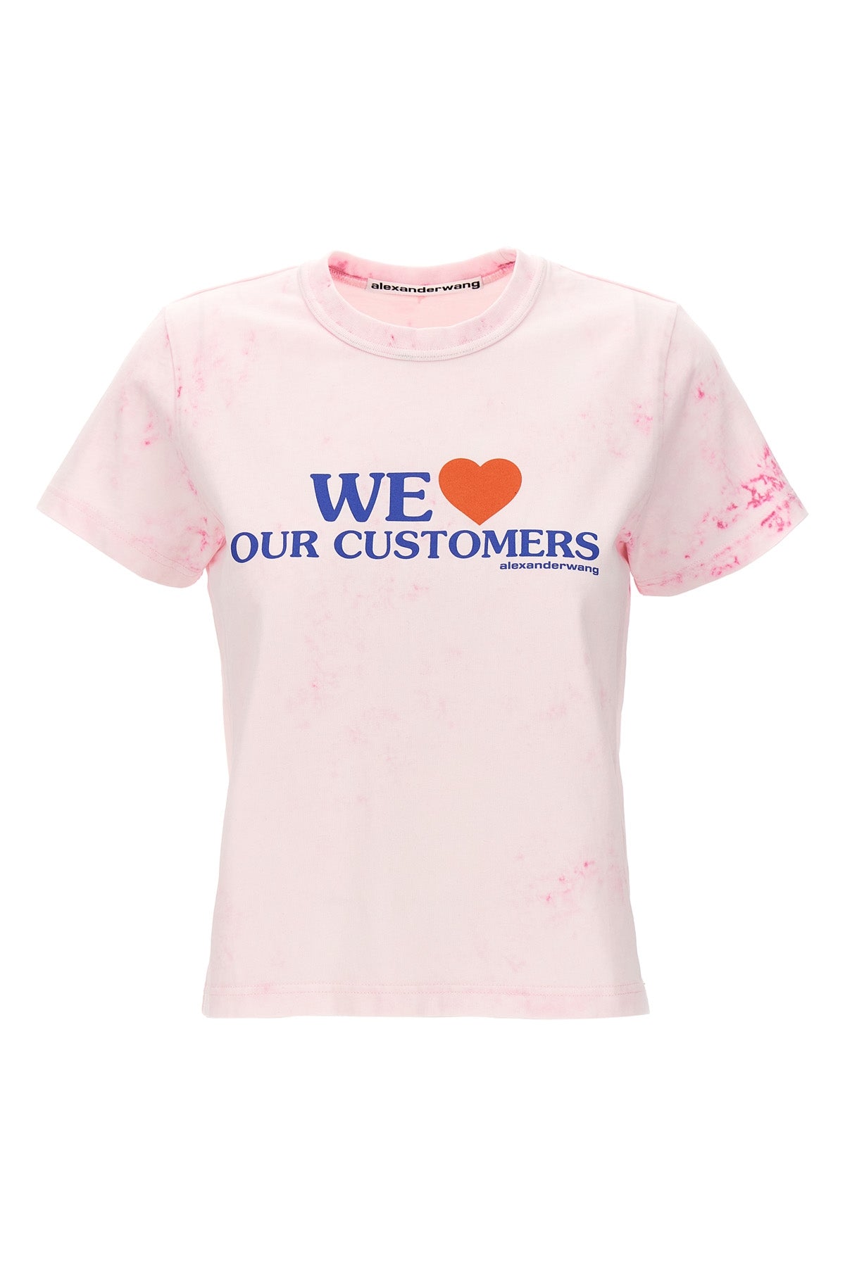 we love our customers tie-dye-effect cotton t-shirt