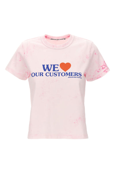 we love our customers tie-dye-effect cotton t-shirt