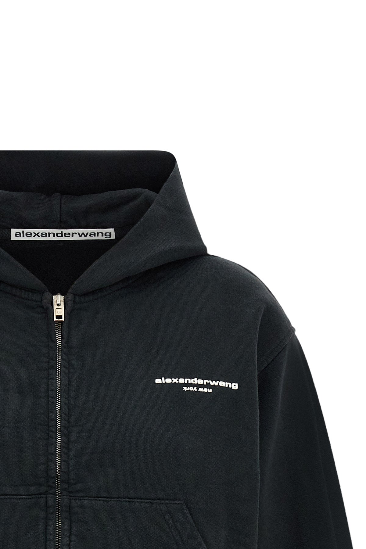 the alexander wang logo print zip-up hoodie redefines casual wear through a cont