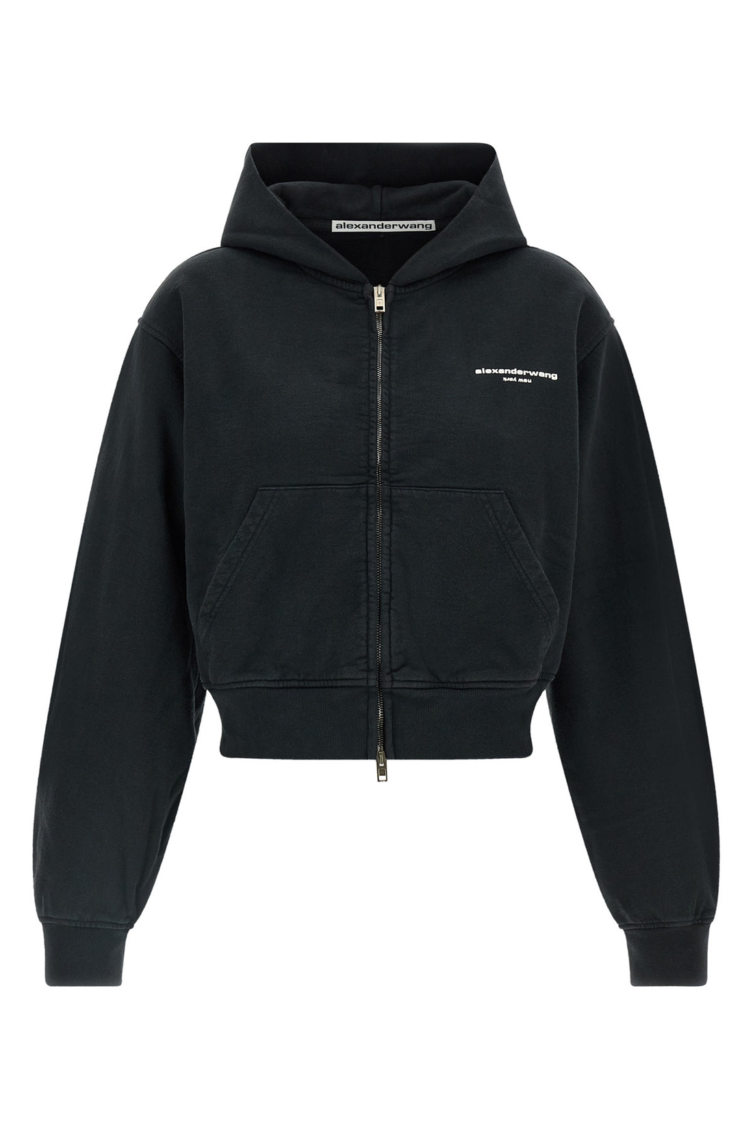 ALEXANDER WANG S the alexander wang logo print zip-up hoodie redefines casual wear through a cont