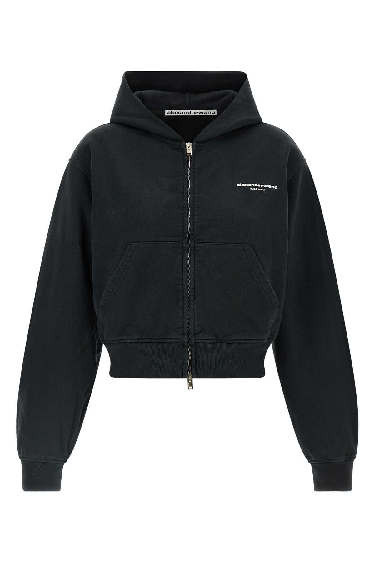 the alexander wang logo print zip-up hoodie redefines casual wear through a cont