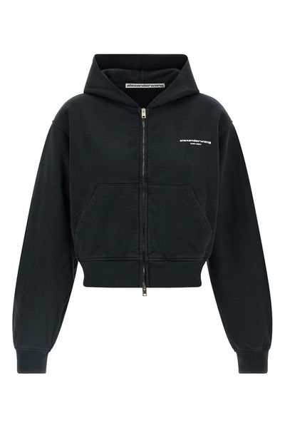 the alexander wang logo print zip-up hoodie redefines casual wear through a cont
