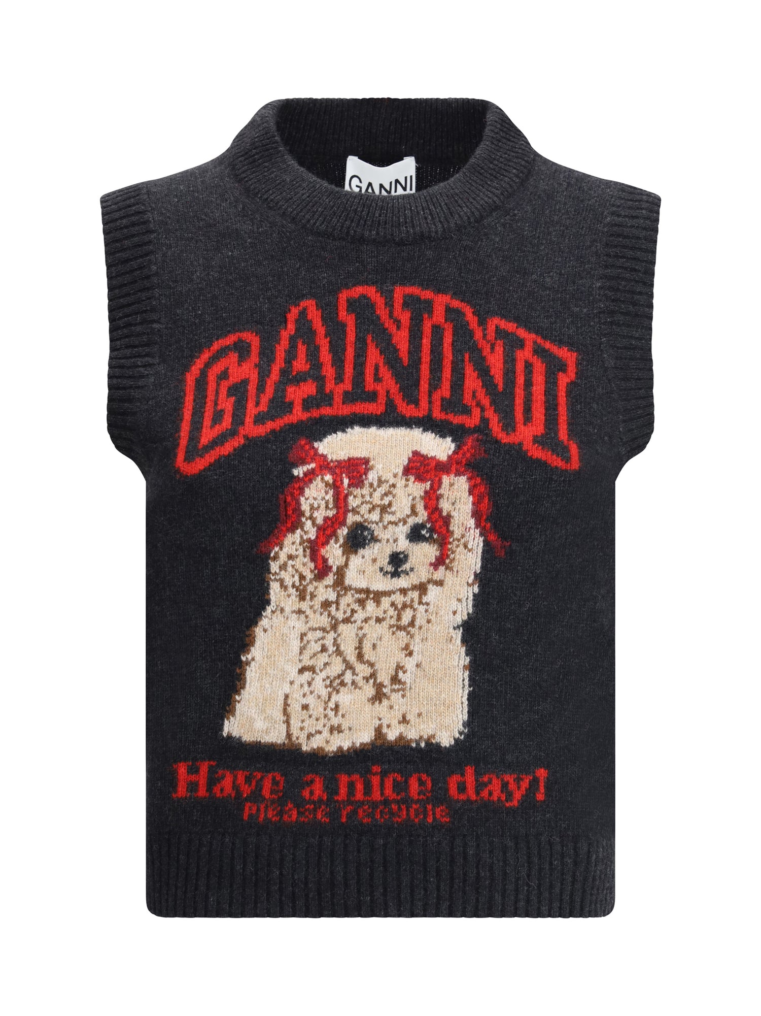 GANNI L graphic wool vest