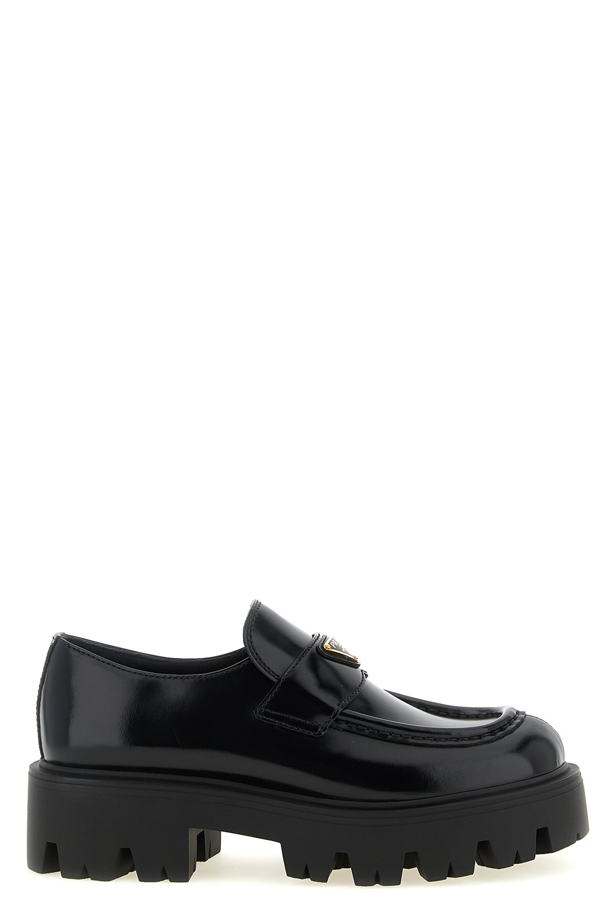 the prada black brushed leather loafers redefine the codes of classic footwear t
