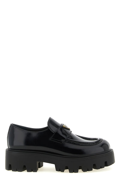 the prada black brushed leather loafers redefine the codes of classic footwear t