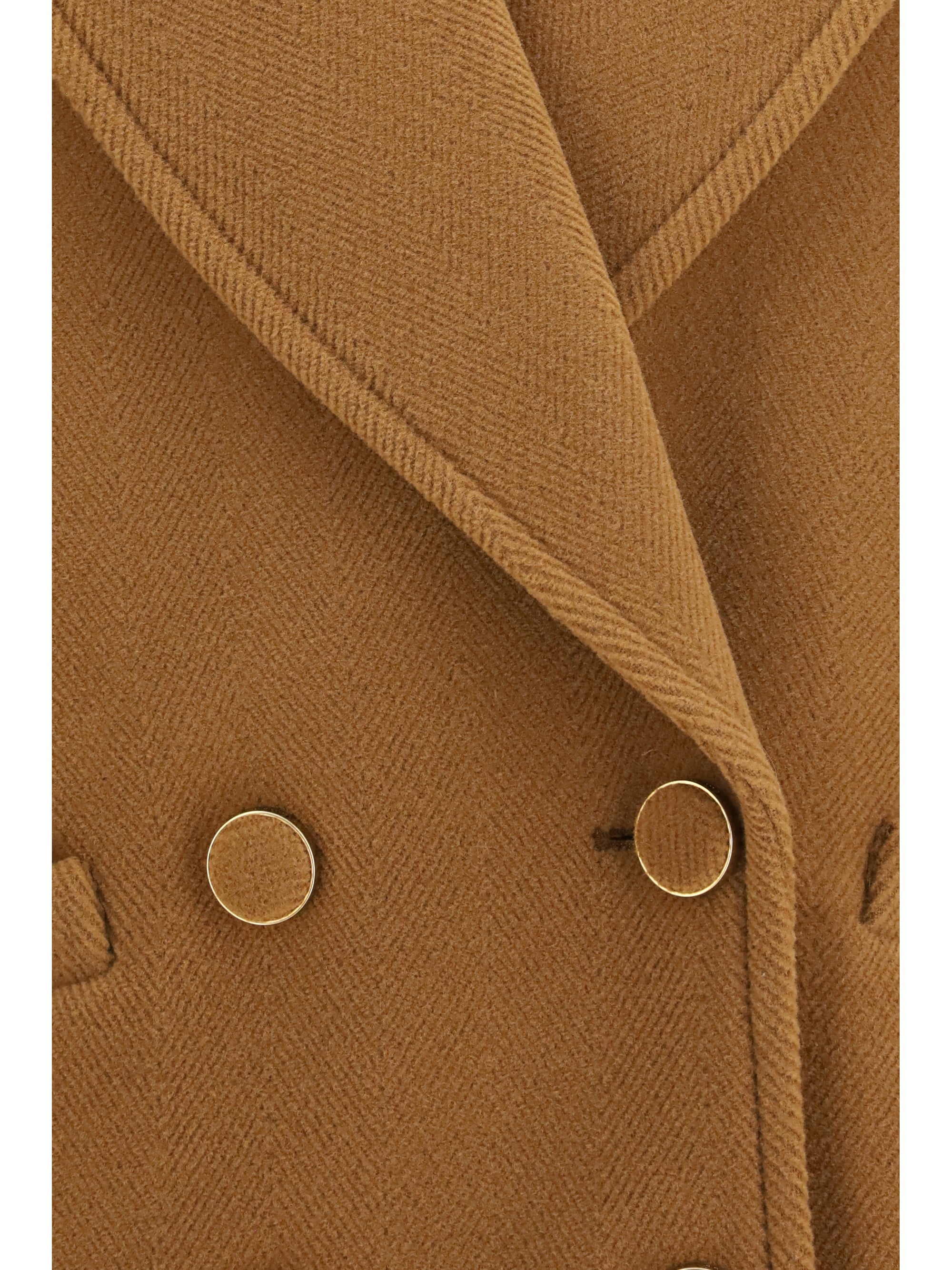 double-breasted herringbone wool short coat