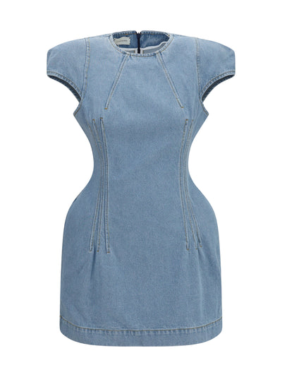 short-sleeve denim mini dress