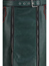 leather skirt with belt and pockets