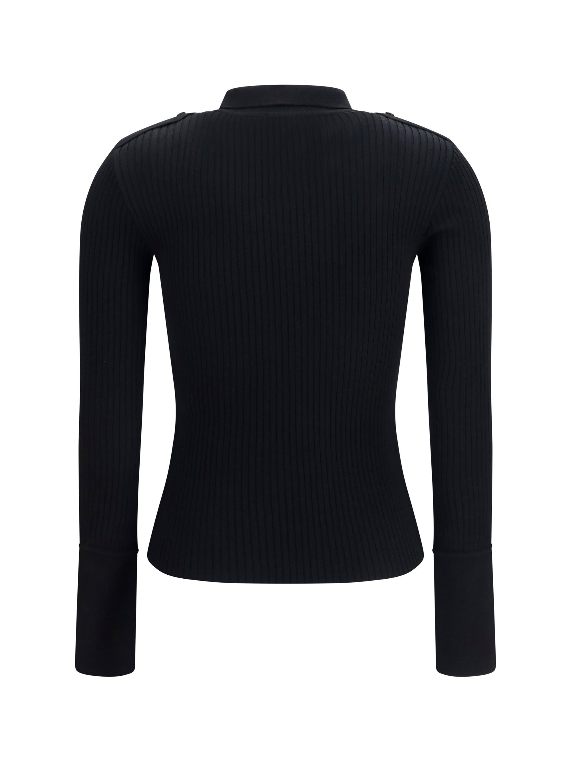 ribbed knit polo shirt