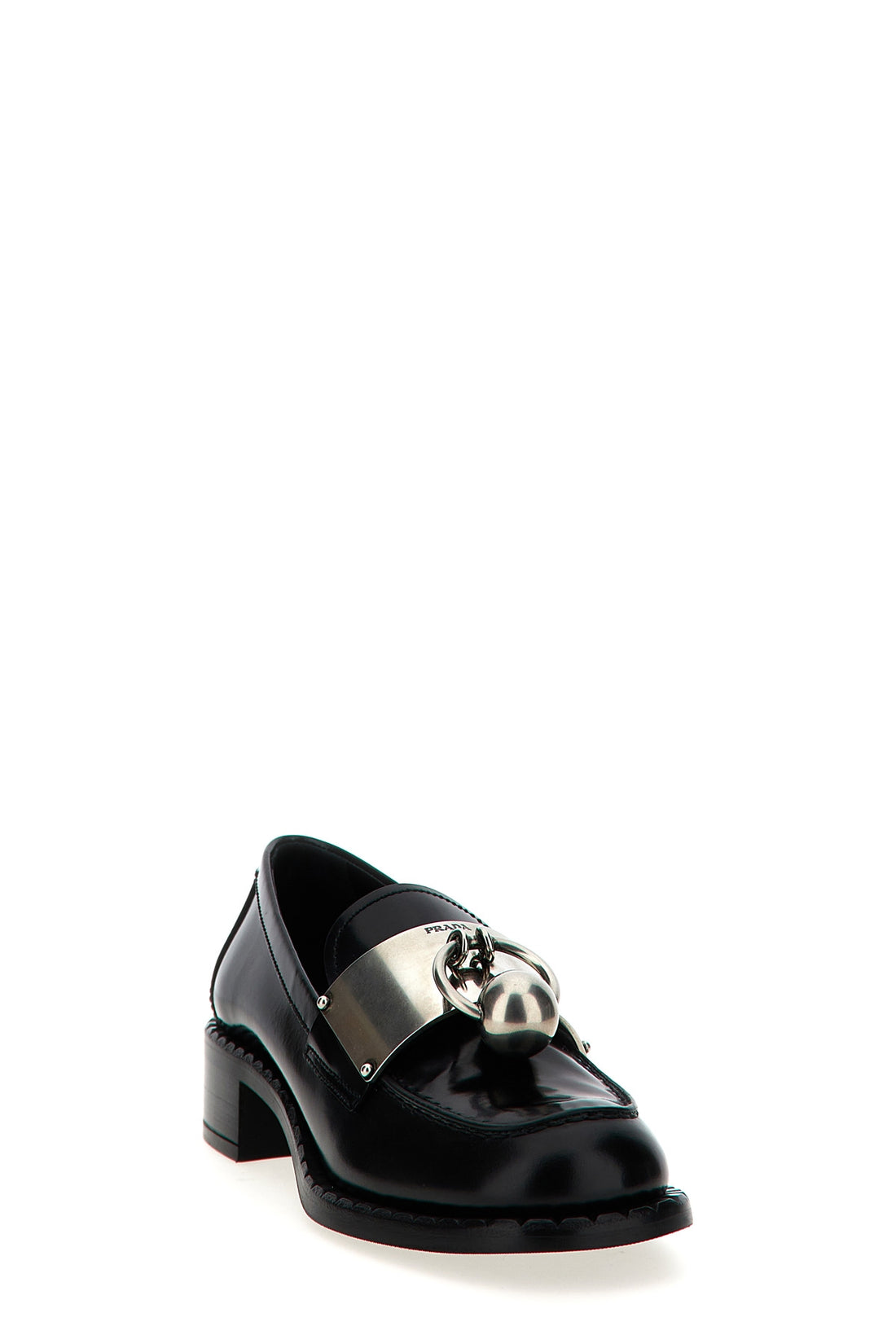 PRADA 37 smoked brushed leather loafers