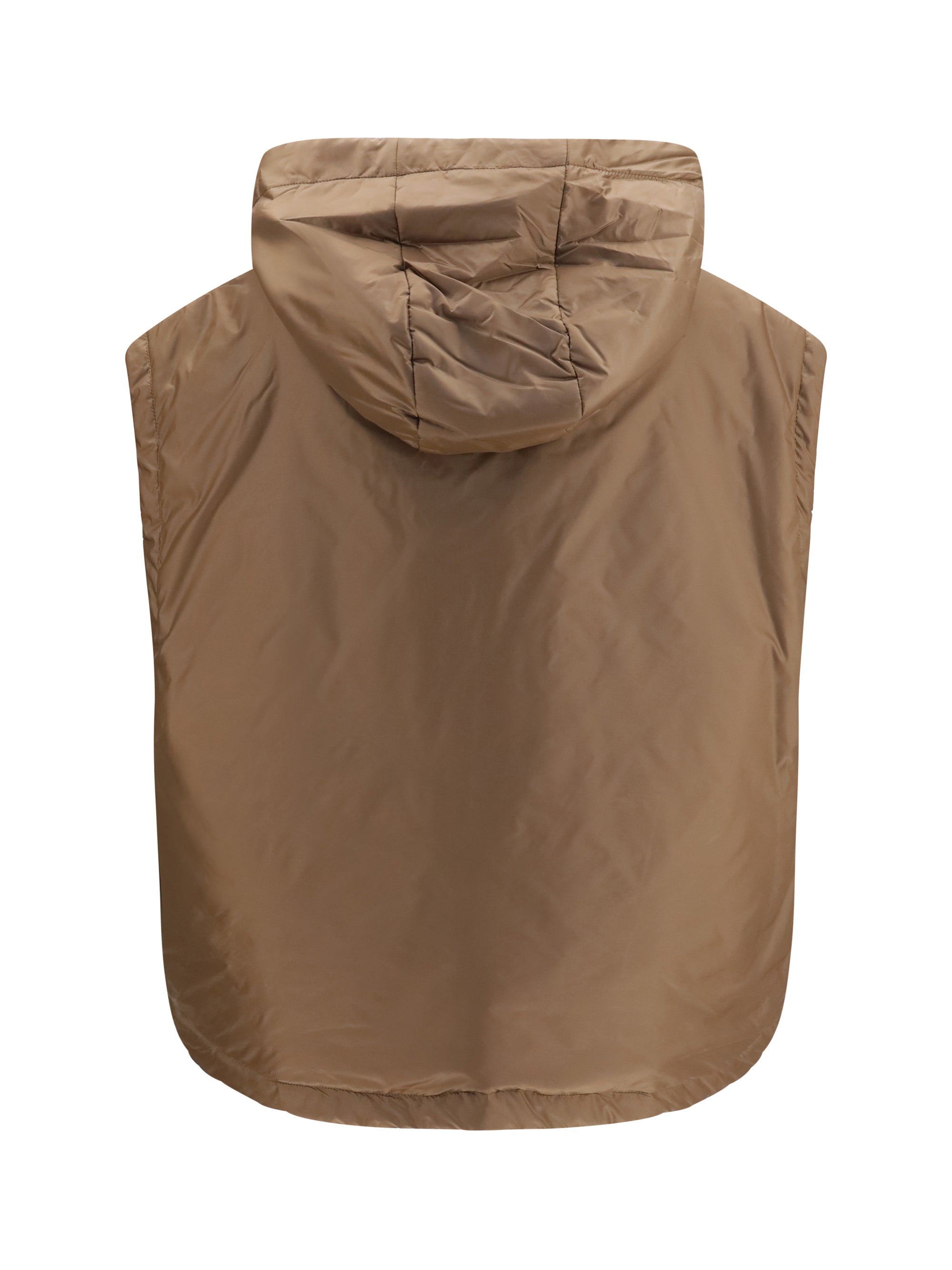 hooded padded vest in water repellent canvas