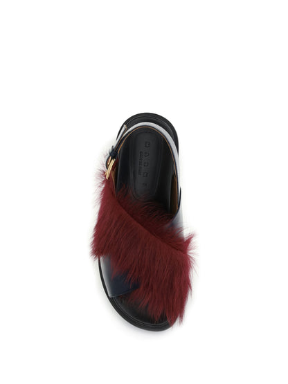 MARNI 36 fur-lined fussbett sandals 