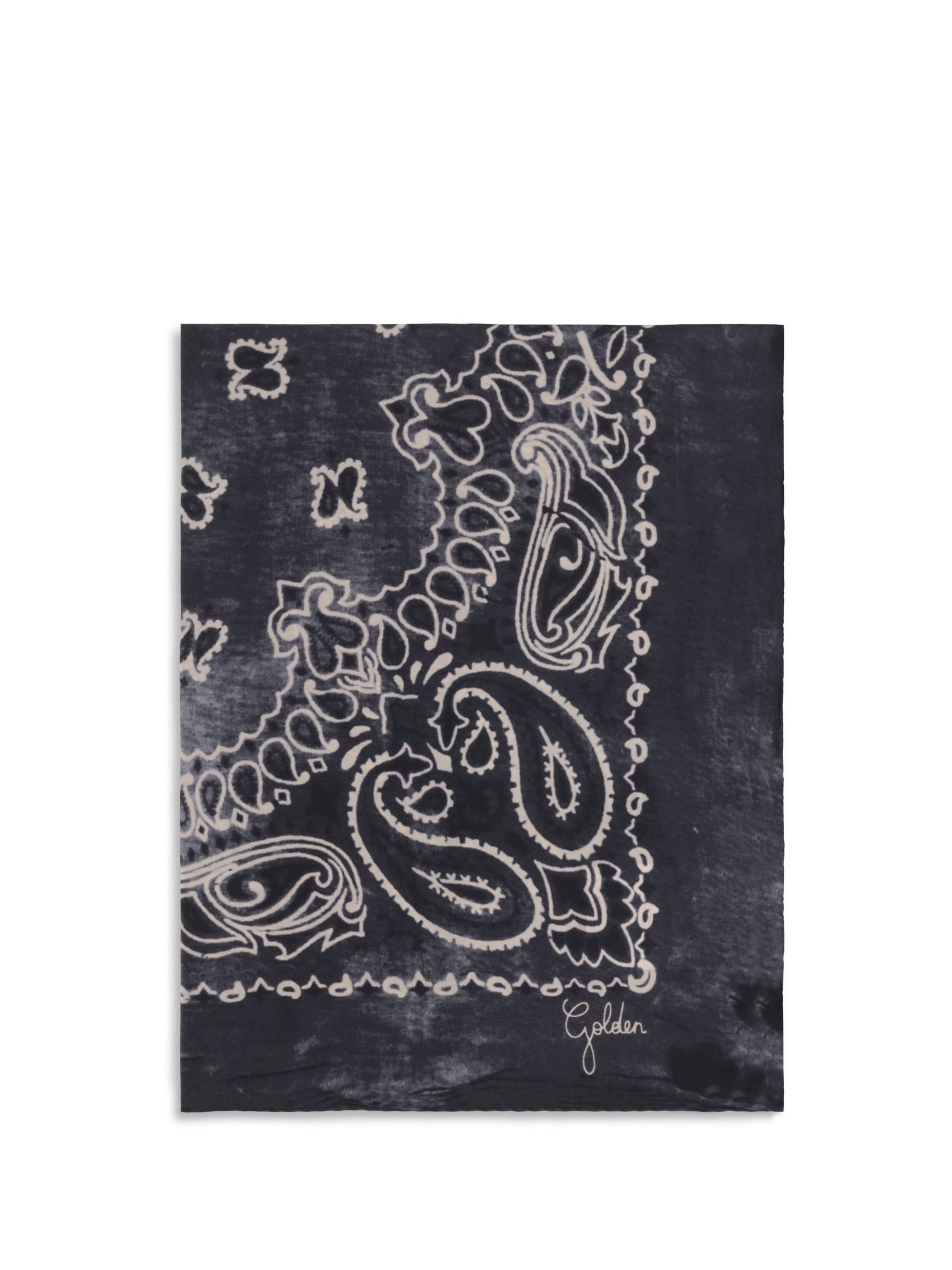 golden paisley printed silk scarf